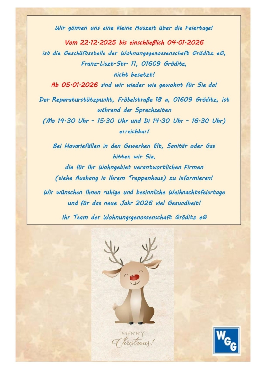 Betriebsruhe Weihnachten